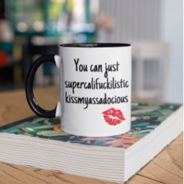 Kus mijn beledigende grappige handgeschreven tweekleurige koffiemok