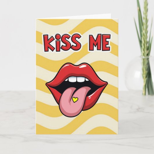 Kus Mijn Lippen Pop Art Fun Kaart (Voorkant)