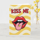Kus Mijn Lippen Pop Art Fun Kaart (Gele Bloem)