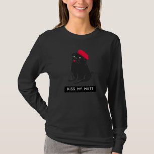 Kus mijn mormel Schattige Zwarte Pug Franse Hoed D T-shirt