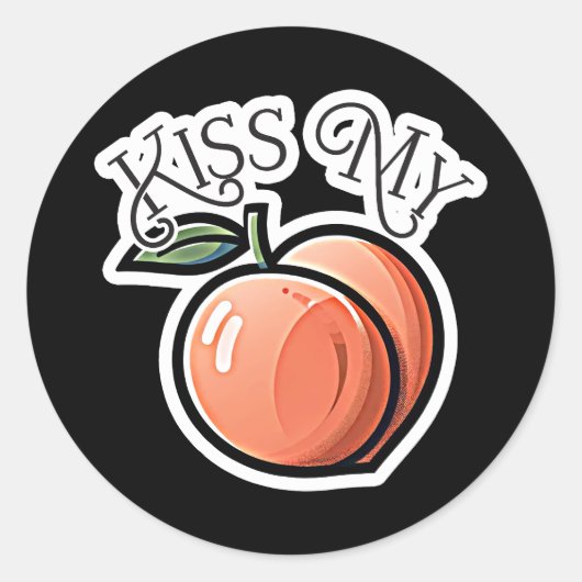 Kus mijn perzik Perziken Grappig Fruit Ronde Sticker (Voorkant)