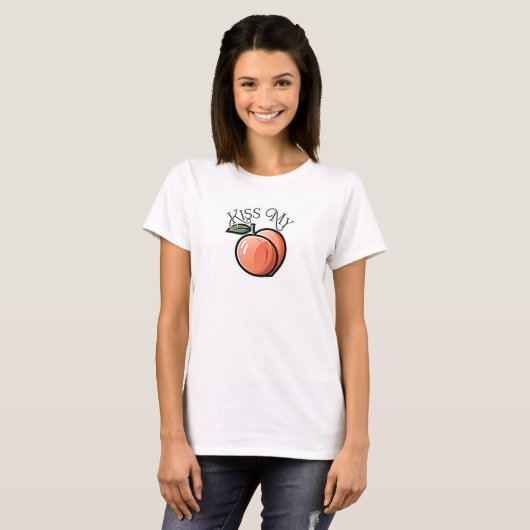 Kus mijn perzik Perziken Grappig fruit T-shirt (Voorkant volledig)