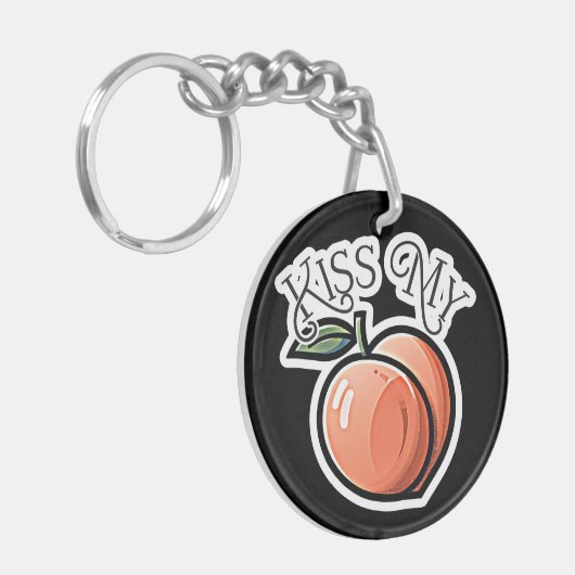 Kus mijn perziken Grappig fruit Sleutelhanger (Voorkant Links)