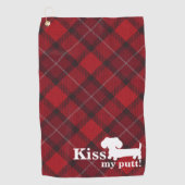 Kus Mijn Putt Cheeky Dachshund Plaid Golf Handdoek (Voorkant)