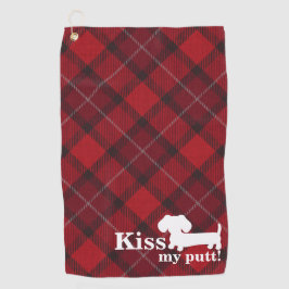 Kus Mijn Putt Cheeky Dachshund Plaid Golf Handdoek