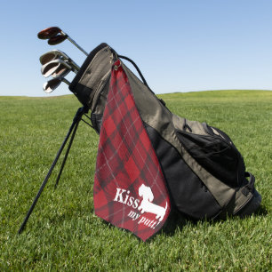 Kus Mijn Putt Cheeky Dachshund Plaid Golf Handdoek