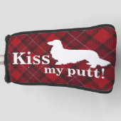 Kus Mijn Putt Cheeky Lang Haar Dachshund Golfheadcover (Voorkant)