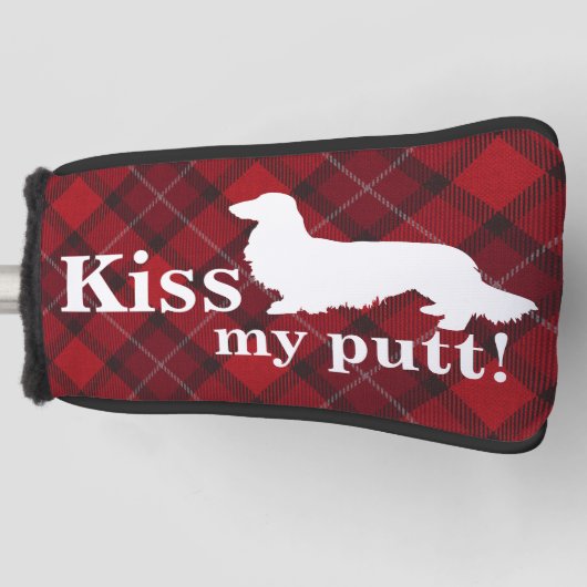 Kus Mijn Putt Cheeky Lang Haar Dachshund Golfheadcover (Voorkant)