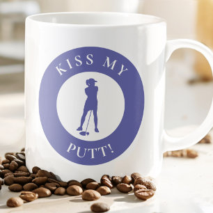 Kus Mijn Putt Grappige Golfer Humor Silhouet Paars Koffiemok