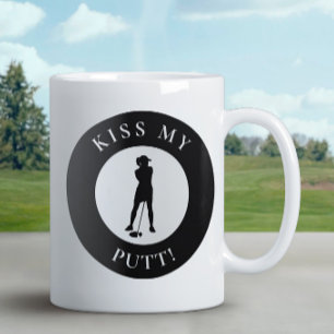 Kus Mijn Putt Grappige Golfer Humor Silhouet Zwart Koffiemok