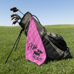 Kus Mijn Putt Plaid Wiener Dog Cheeky Golf Handdoe Golfhanddoek