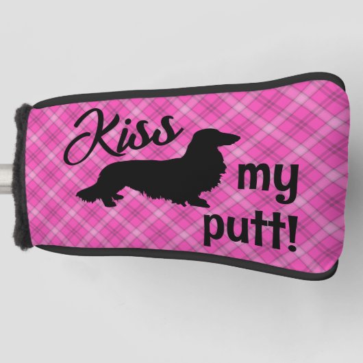 Kus Mijn Putt Plaid Wiener Hondenputter Hoofd Hoes Golfheadcover (Voorkant)