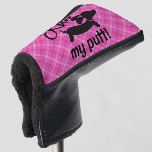 Kus Mijn Putt Plaid Wiener Hondenputter Hoofd Hoes Golfheadcover (3/4 voorkant)