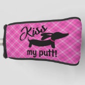 Kus Mijn Putt Plaid Wiener Hondenputter Hoofd Hoes Golfheadcover (Voorkant)
