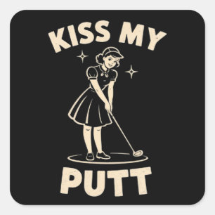 Kus Mijn Putt Retro Vintage 1940 Golf Golfliefhebb Vierkante Sticker