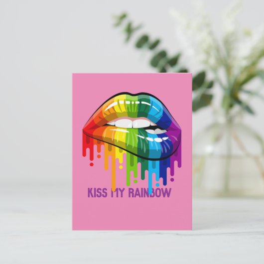  kus mijn regenbooglippen Briefkaart (Staand voorkant)