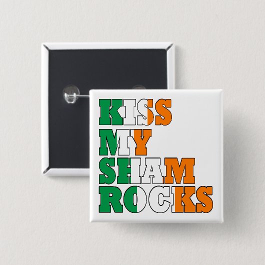 Kus mijn shamrocks St Patricks Vierkante Button 5,1 Cm (Voorkant /achterkant)