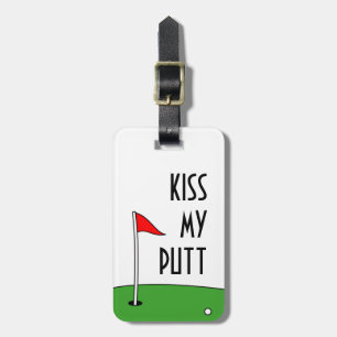 Kus m'n geul is een grappig golfen bagagelabel voo