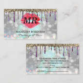 Kus & Monogram | Glitter Gold Paars | Boke Afsprakenkaartje (Voorkant / Achterkant)