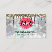 Kus & Monogram | Glitter Gold Paars | Boke Afsprakenkaartje (Voorkant)