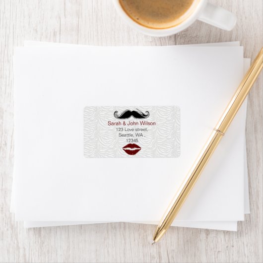 kus mustache zebra stripe return address label (Insitu)