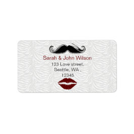 kus mustache zebra stripe return address label