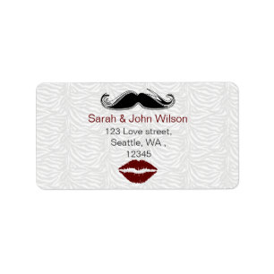 kus mustache zebra stripe return address label