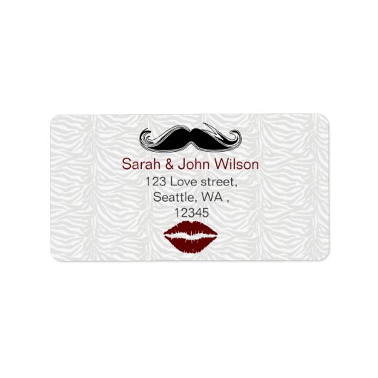 kus mustache zebra stripe return address label (Voorkant)