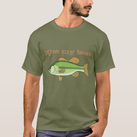 "Kus my bass" grappige visserij T-shirt (Voorkant)