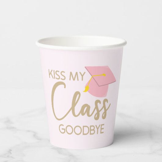 Kus My Class Goodbye Pink Brown Graduparty Papieren Bekers (Achterkant)