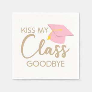 Kus My Class Goodbye Pink Brown Graduparty Servet