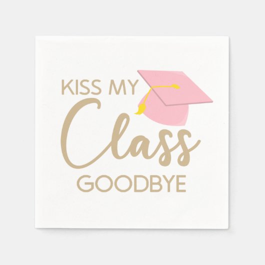 Kus My Class Goodbye Pink Brown Graduparty Servet (Voorkant)