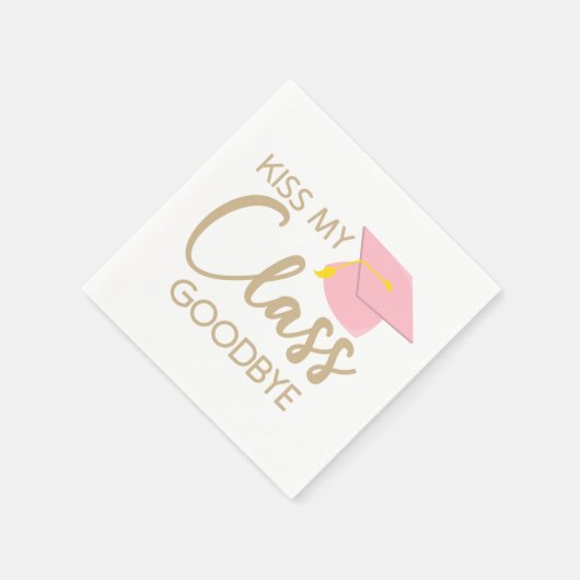 Kus My Class Goodbye Pink Brown Graduparty Servet (Hoek)