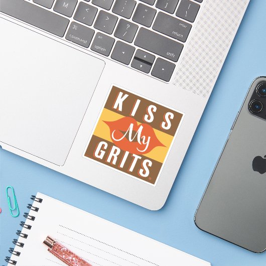 Kus My Grits Sticker (Laptop met iPhone)