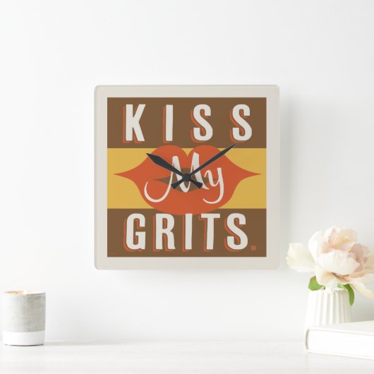 Kus My Grits Vierkante Klok (Huis)