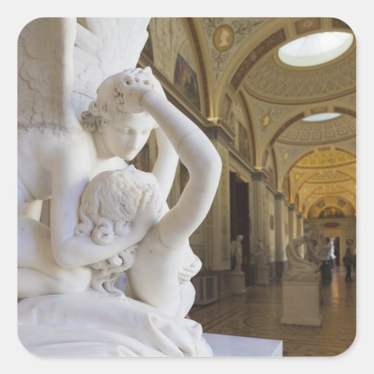 Kus of Cupid and Psyche, door Antonio Canova Vierkante Sticker (Voorkant)