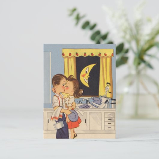 Kus over Dishes Briefkaart (Staand voorkant)