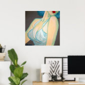 Kus Poster, pin-up, retro grijze blauwe lippen Kim Poster (Thuiskantoor)