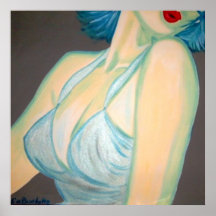 Kus Poster, pin-up, retro grijze blauwe lippen Kim