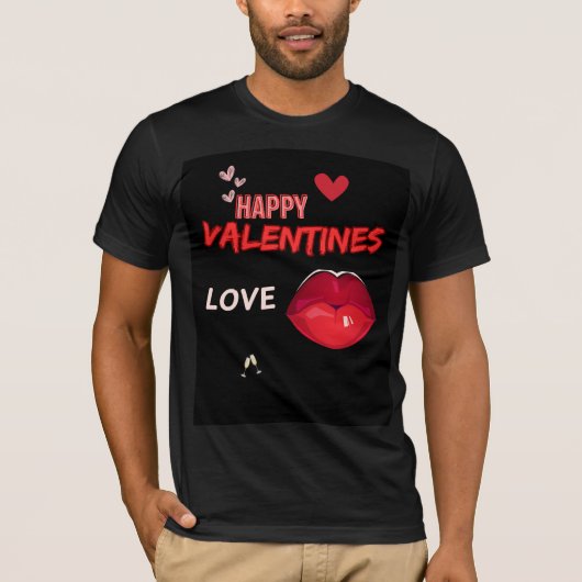 Kus rode lippen-Happy Valentijns's-Kiss T-Shirt (Voorkant)