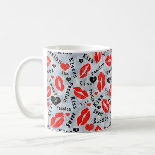 Kus, rode lippen. koffiemok (Links)