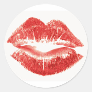 Kus, rode lippen ronde sticker