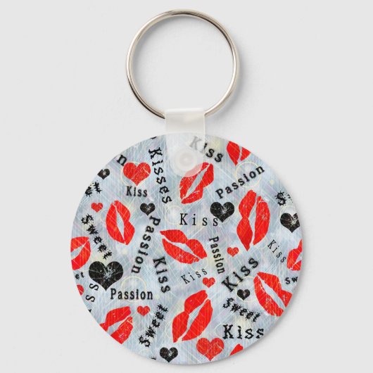 Kus, rode lippen. sleutelhanger (Voorkant)