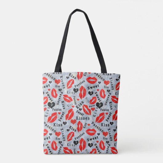 Kus, rode lippen. tote bag (Achterkant)