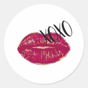Kus rode lippen XOXO Ronde Sticker