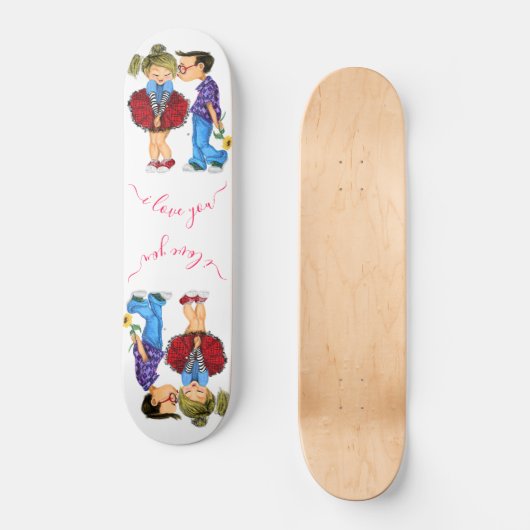 Kus - Romantic Couple - Love - Valentijnsdag Persoonlijk Skateboard (Voorkant)