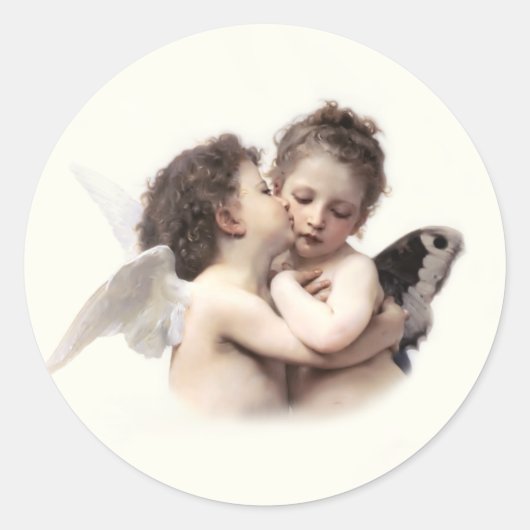  Kus Romantic Love Angels Ronde Sticker (Voorkant)