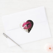 Kus Roze en Gouden Glitter Lippen Hart Sticker (Envelop)
