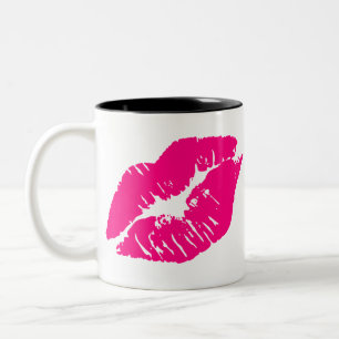Kus Roze Lippen Tweekleurige Koffiemok