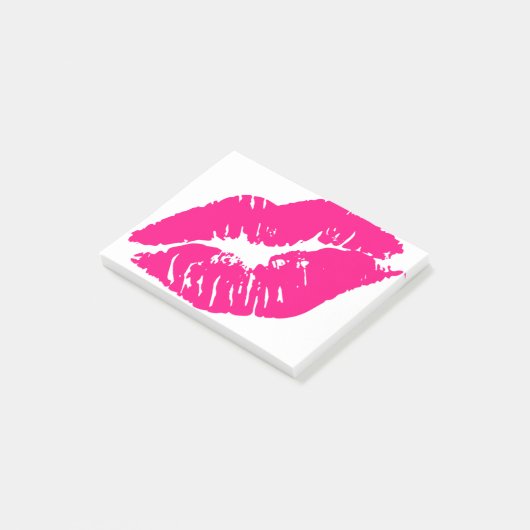Kus roze lips post-it® notes (Schuin)